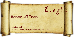 Bencz Áron névjegykártya